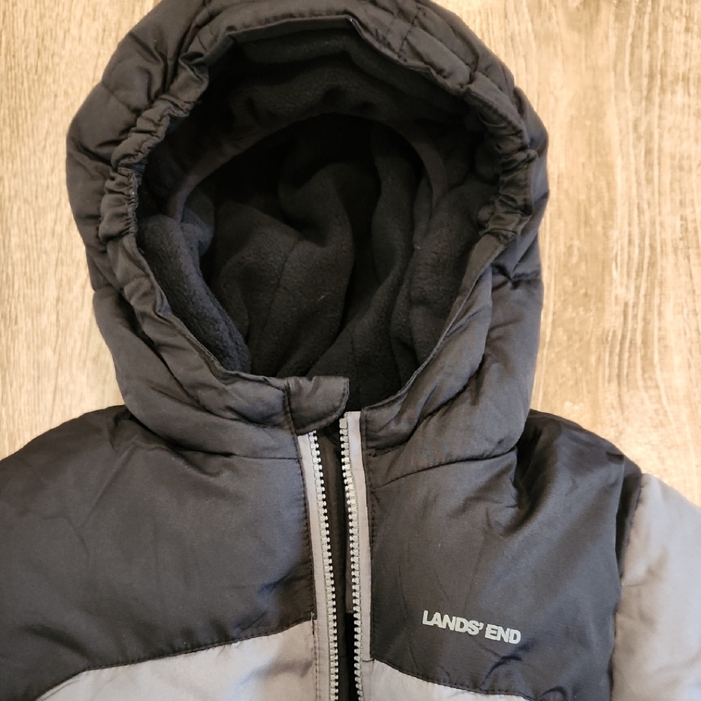 Lands' End Charcoal and Light Gray Hooded Jacket